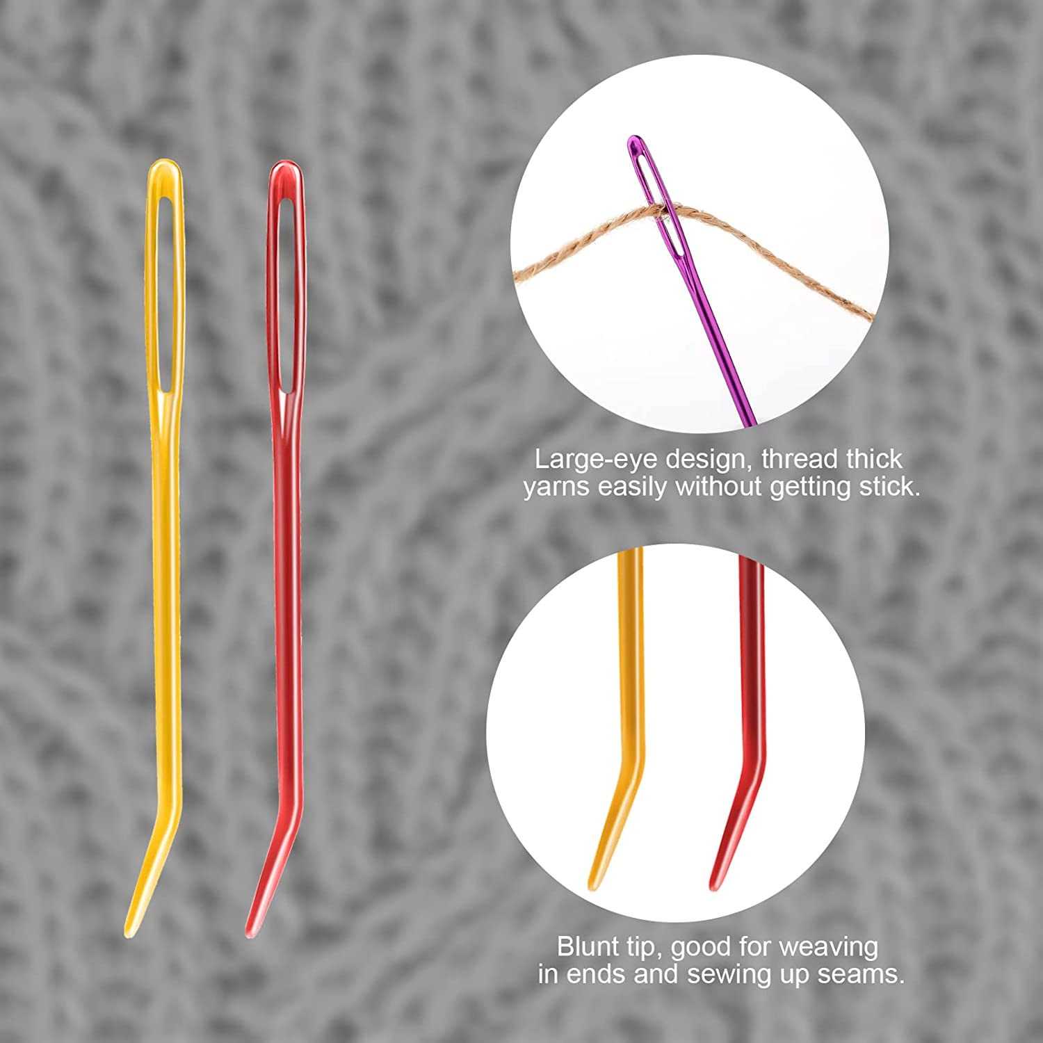 16 Pcs Large Eye Blunt Needles,Darning Needle,Stainless Steel Yarn Knitting Needles Sewing Needles Wool Needle Hand Knitting Needles Sewing Knitting Needles for Crochet Projects