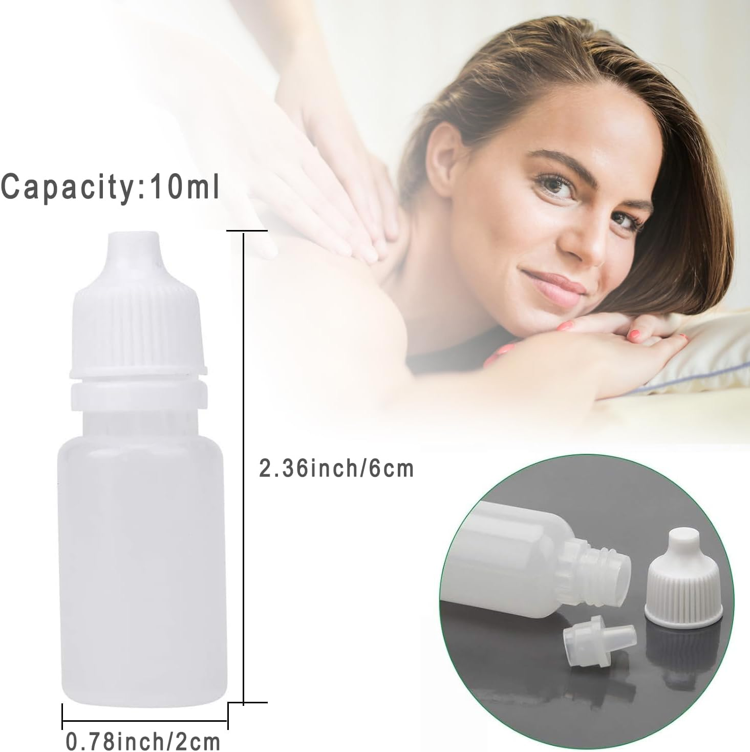 50PCS 10Ml Empty Plastic Squeezable Dropper Bottles Eye Liquid Dropper Sample