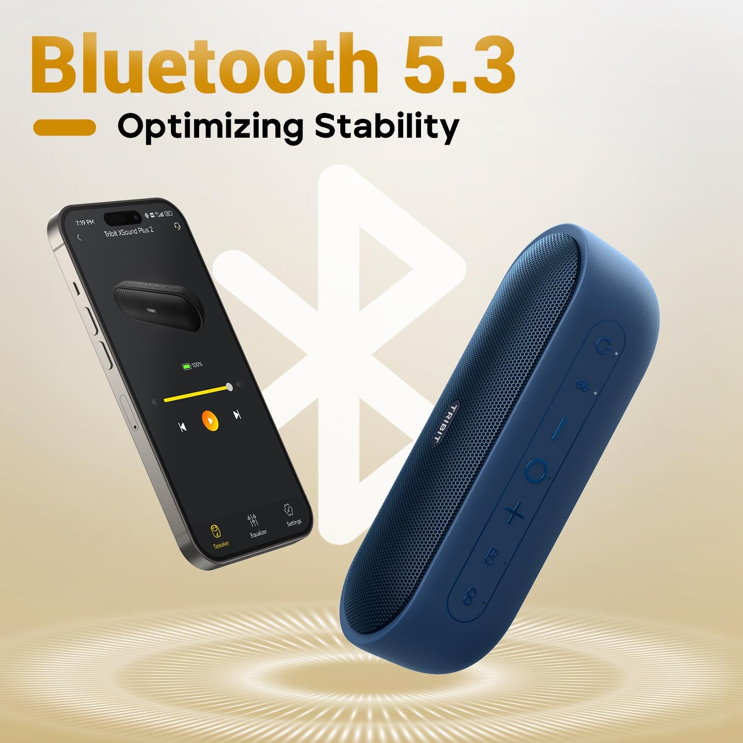 Tribit Xsound Plus2 30W 5.3 Bluetooth Wireless Speakers,Powerful Louder Stereo Sound with Bass-Enhanced Xbass Function,24H Playtime,Ipx7 Waterproof,Built in Mic,150Ft BT Range for Home/Outdoor,Blue image number 4