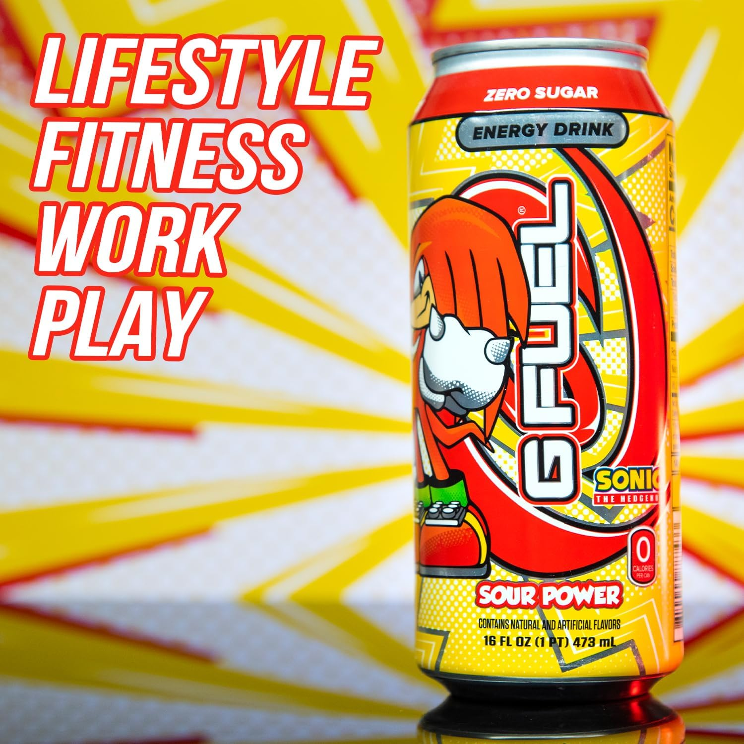 G Fuel Knuckles Sour Power Zero Sugar Raspberry Candy Flavoured Energy Drink 473 Ml (Pack of 12) image number 2