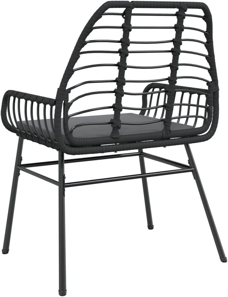 Vidaxl Garden Dining Chair Set - 2 Piece Black PE Rattan Outdoor Armchairs with Cushions - Spacious 57X60X86 Cm - Brown image number 7