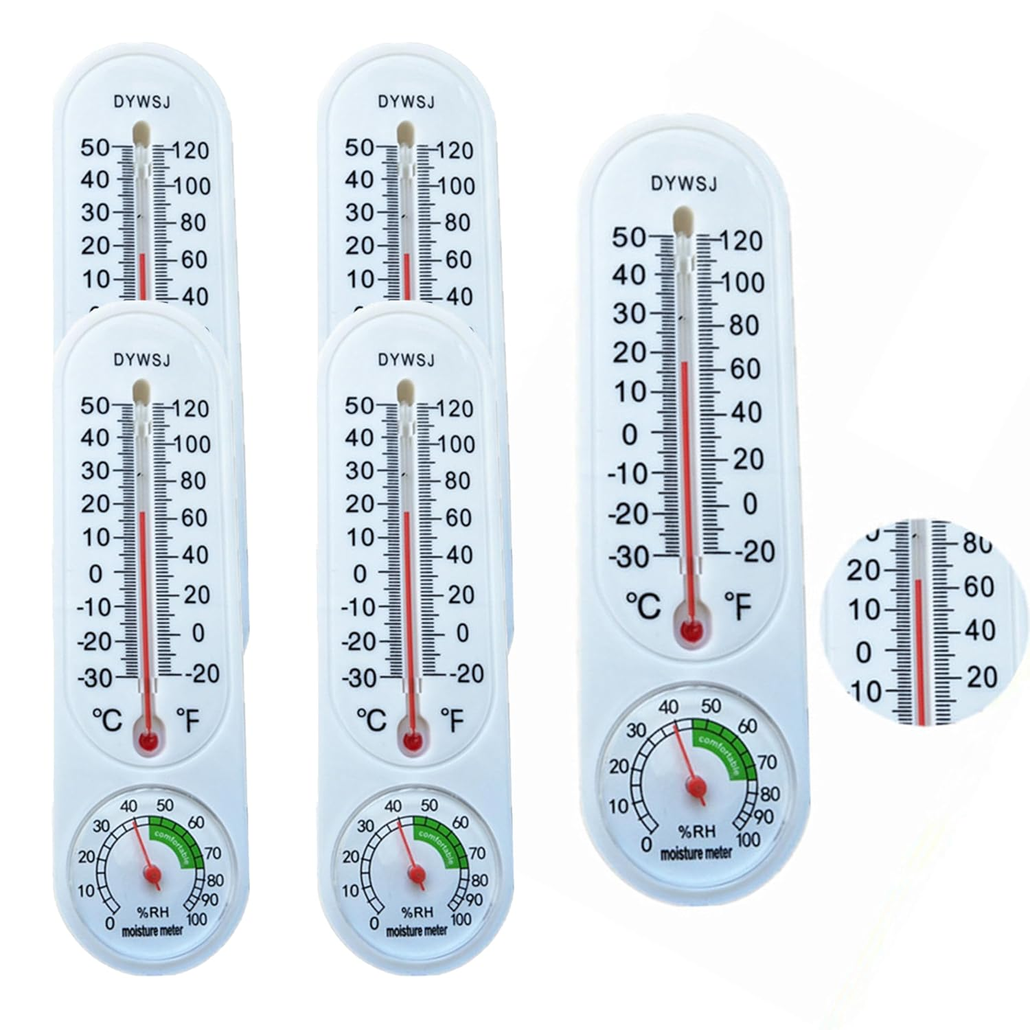 5 Pcs Indoor Outdoor Thermometer,Hanging Thermometer,Vertical Thermometer and Hygrometer,Temperature Humidity Gauge Meter with Celsius/Fahrenheit,For Patio Field Cellar Garden Humidors Greenhouse image number 2