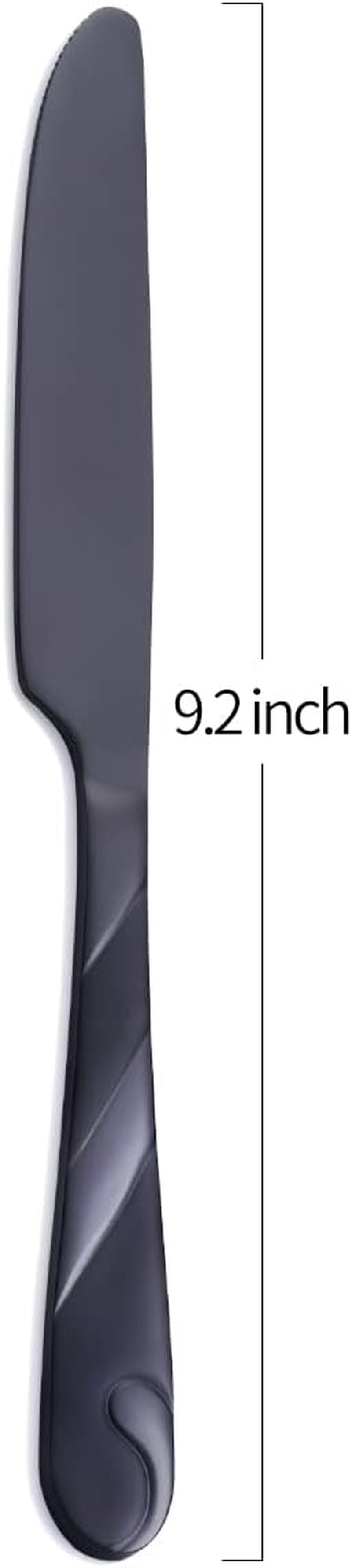 Black Dinner Knife Set, 9.2-Inch(23.4Cm) Stainless Steel Shiny Black Dinner Table Knife Silverware, Set of 6 image number 4