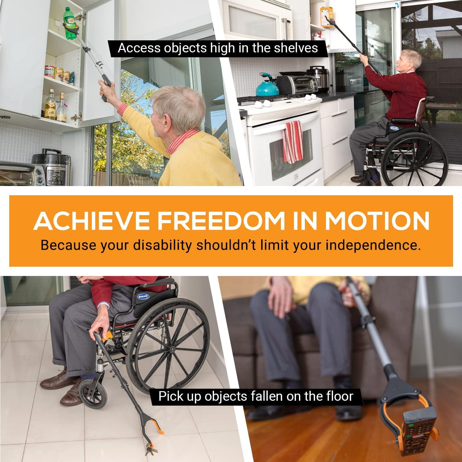 EZPIK Pro 80Cm Foldable Grabber Reacher Tool for Seniors - Grabbers for Elderly Reaching Tool Heavy Duty Pickup Trash Picker Upper Equipment - Claw Grabber Stick for Reaching Aids, Weed Gripper image number 2