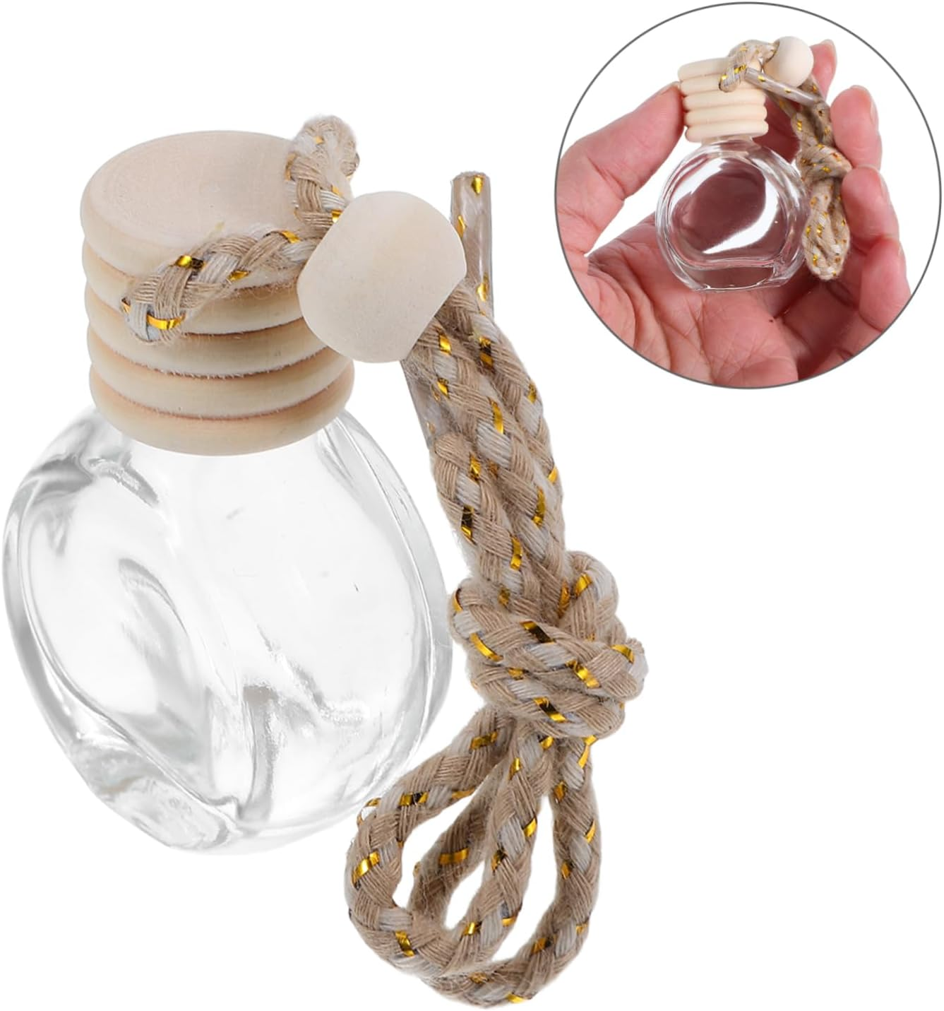 6Pcs Empty Perfume Bottle Car Hanging Decor Glass Delicate Car Diffuser Reusable Hanging Aroma Bottle image number 5