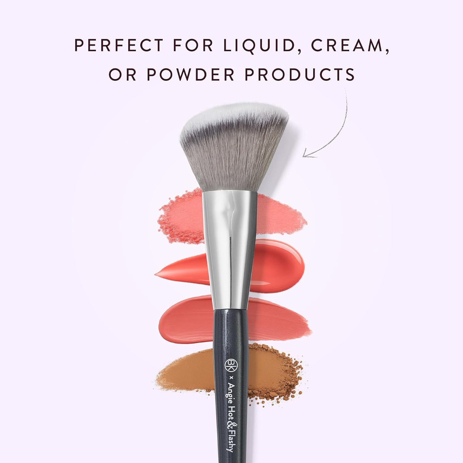 BK BEAUTY - ANGIE HOT & FLASHY A507 ANGLED BLUSH BRUSH &ndash; for Blush, Bronzer & Contour, Fluffy Angled Brush for Seamless, Streak-Free Finish