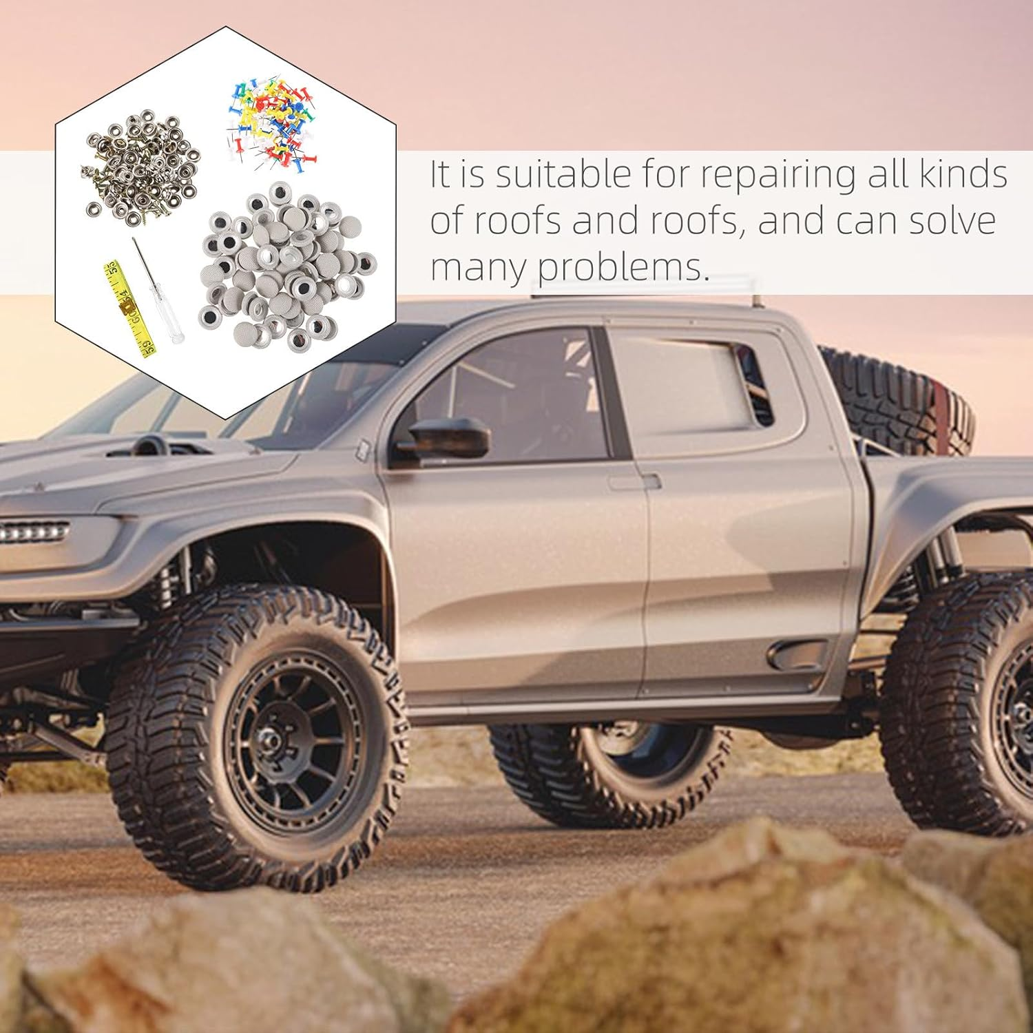 Alipis 70PCS Car Ceiling Fabric Repair Kit with Gray Plaid Headliner Clips, Car Roof Liner Fixing Pins for Interior Headliner Replacement and Auto Roof Lining Repair in Vehicles image number 5