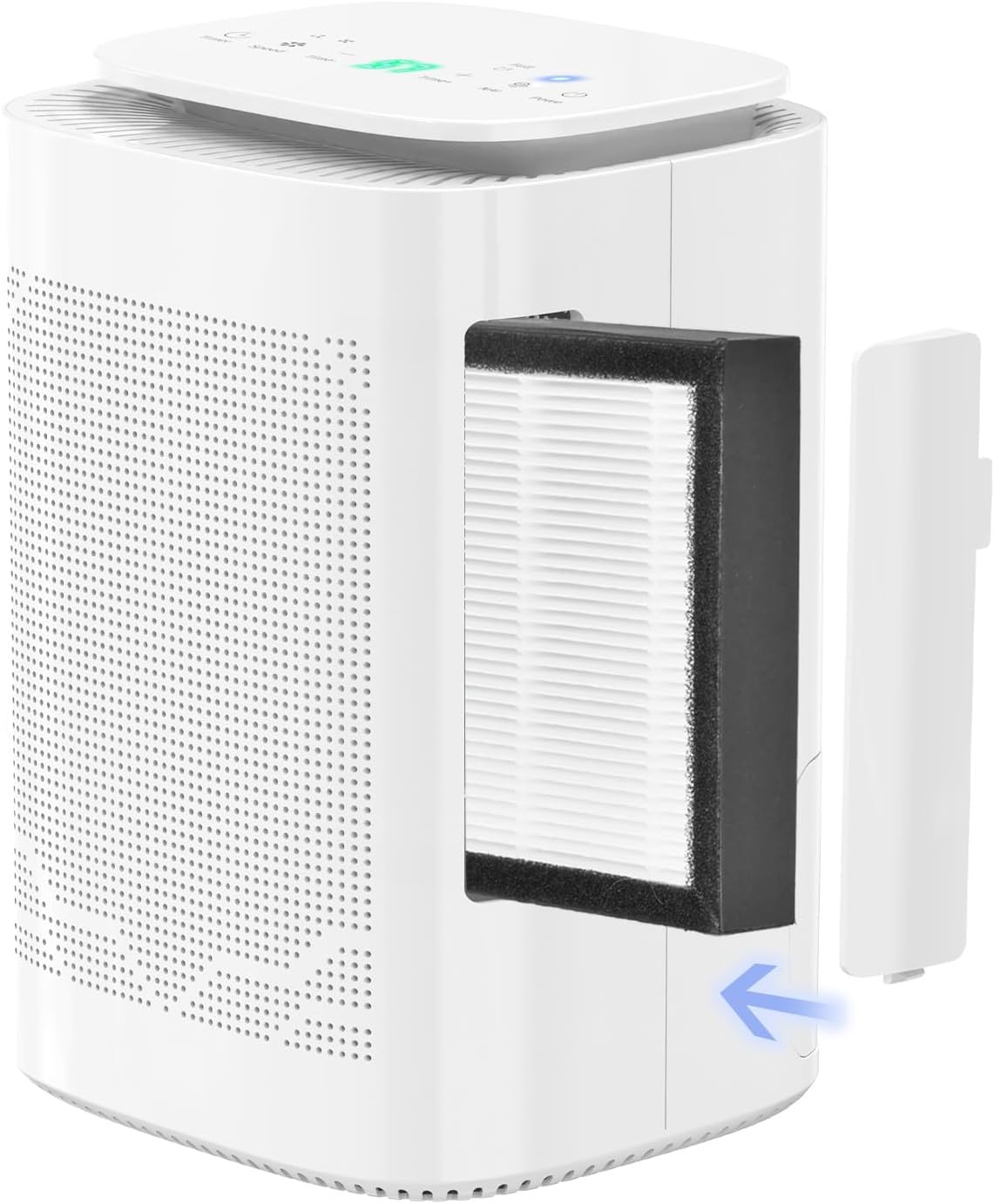 Advwin Dehumidifiers Air Purifier 2 in 1, Air Dehumidifier with Drain Hose 1600Ml Water Tank, Quiet Small Dehumidifiers Suitable for Bedroom, Bathroom, Wardrobe Room, Office, White