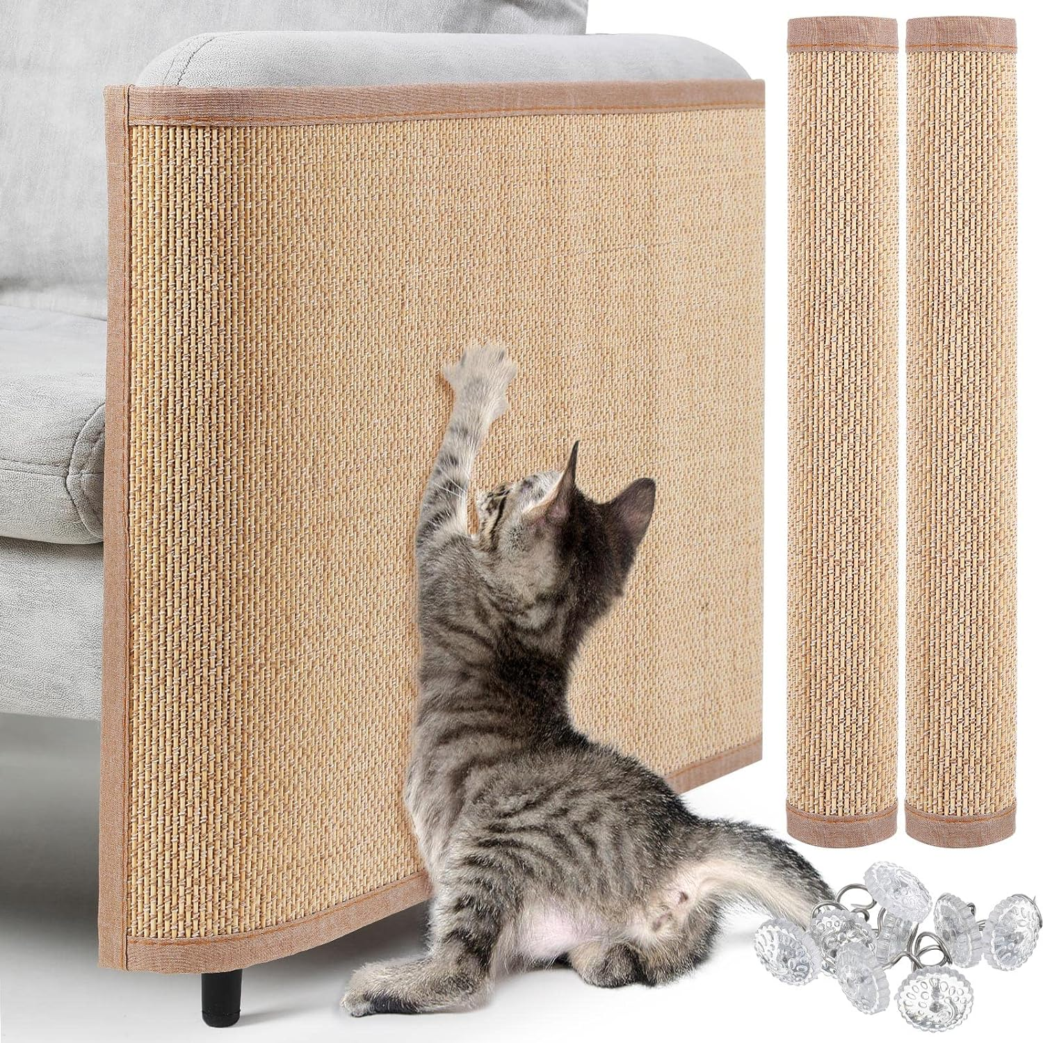 2 Pcs Cat Scratch Furniture Protector Cat Scratch Mat Sofa Protector Couch Protector for Cats Pet Scratching Pads for Couch, Sofa, Chair, Easy Installation (23.6 X 35.4 Inch) image number 3