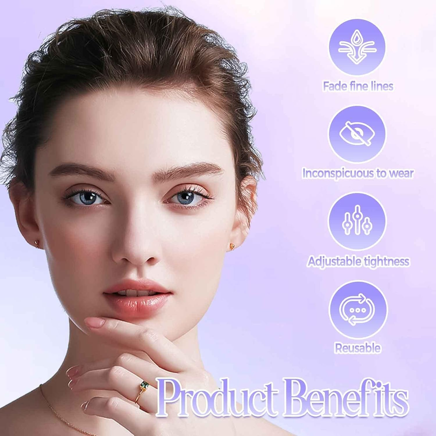 XTYAU Face Lift Tape Invisibles,Facelift Tape for Face Invisible with Bands,Face Tape Lifting Invisible with String,Face Lift Bands with Hair Clips,2 PCS Facelift Band with Clips (Brown) image number 5