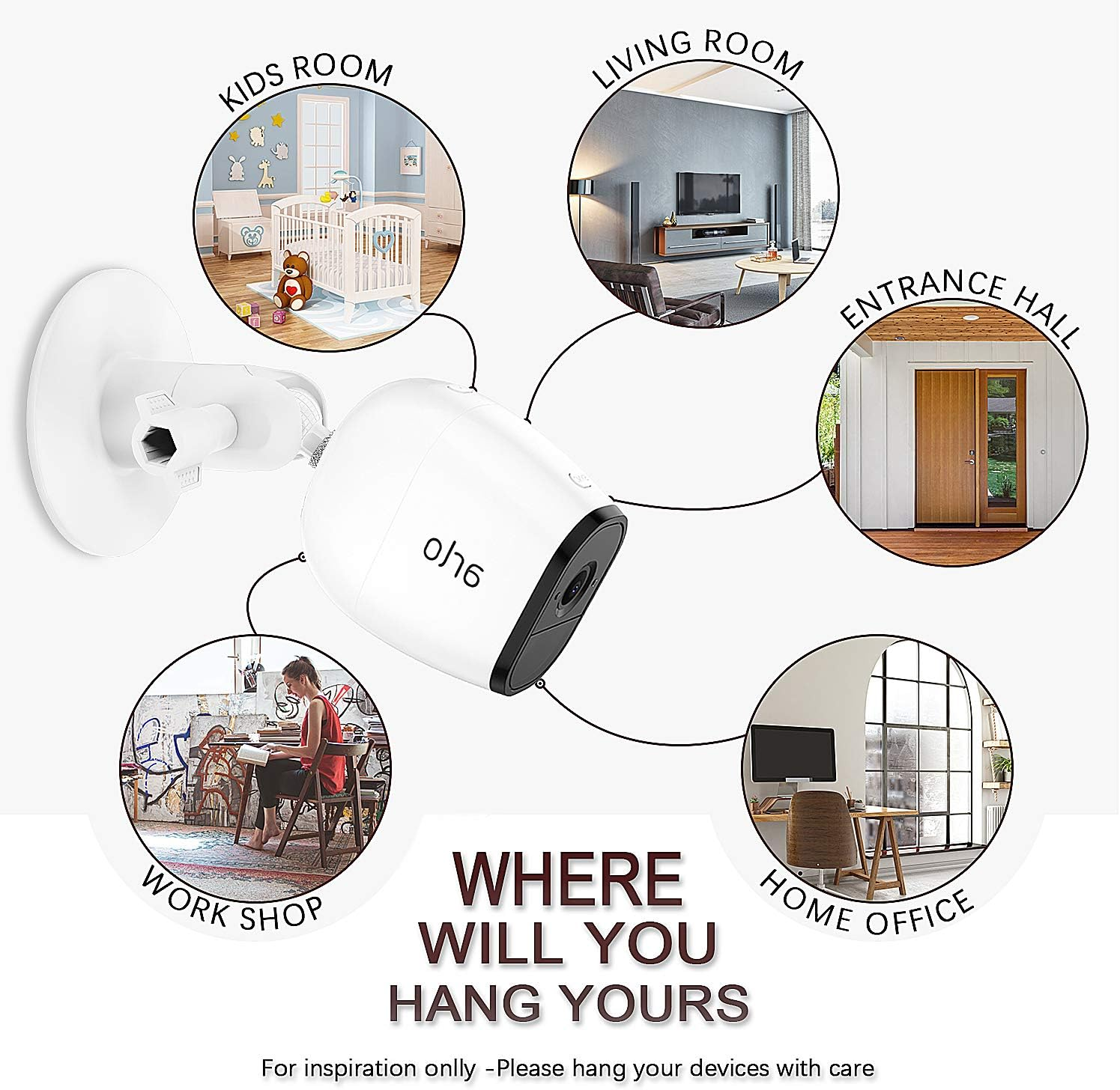 HOLACA Screwless Wall Mount Kit for Arlo 5S Arlo Pro 4 Arlo Pro 3 Ring Cam Wyze Cam Outdoor Camera Eufycam, Easy to Install, No Tools Needed, No Mess, No Drilling, Strong Adhesive Mount,2Pack image number 4