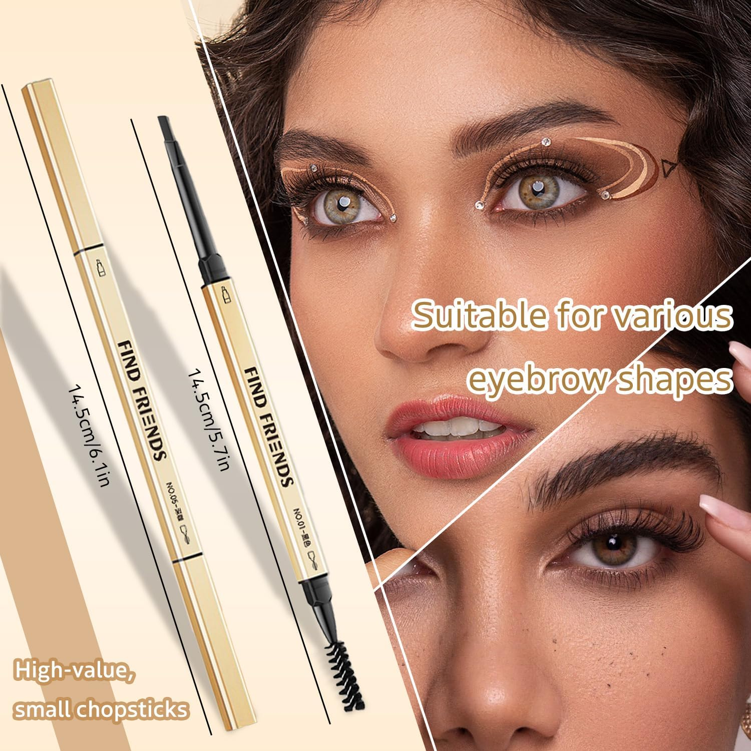 TORMEN 2PCS Micro Brow Pencil, Waterproof,Fine, Dual-Ended with Retractable Tip and Spoolie Brush Suitable for Nique Stylish,Sophisticated Brow Effects for Trend Followers (Gray Brown & Deep Coffee) image number 1