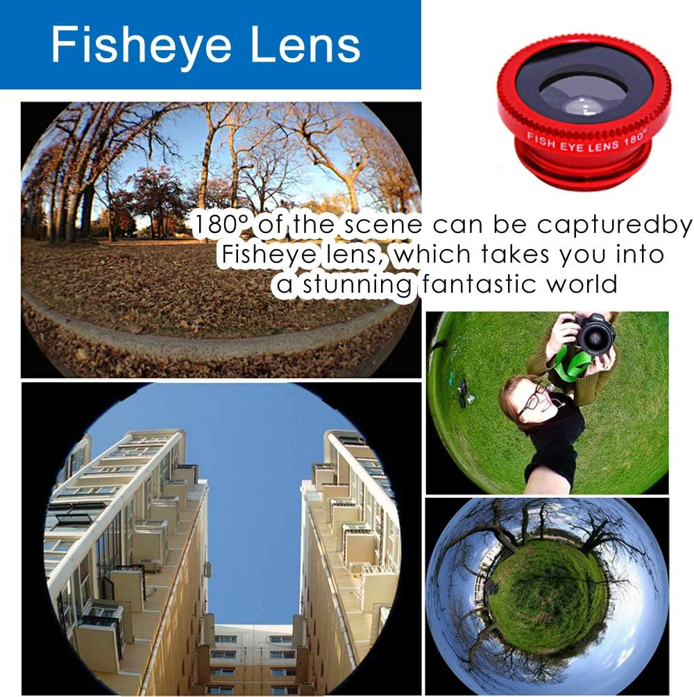 KINGMAS 3 in 1 Universal Fish Eye Lens + Wide-Angle Lens + Macro Clip Camera Lens Kit for Ipad Iphone Samsung Android and Most Smartphones image number 5