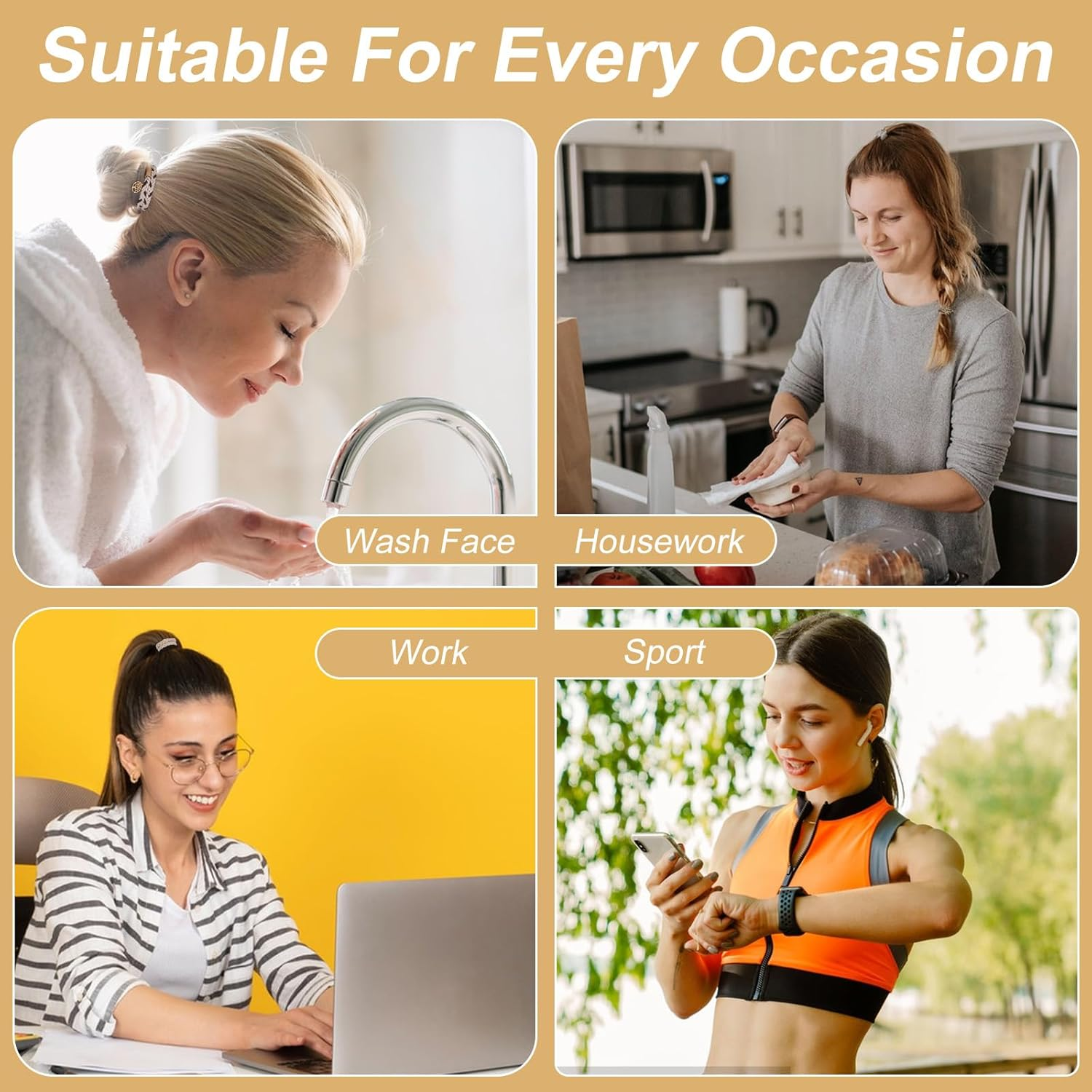 Prasacco Pack of 10 Women'S Hair Scrunchies, Hair Scrunchie Bracelets for Women, Elastic Braided Hair Bobbles for Girls, Boho Hair Bobbles, Braided Ponytail with Pearls, Ponytail for Long Hair image number 1