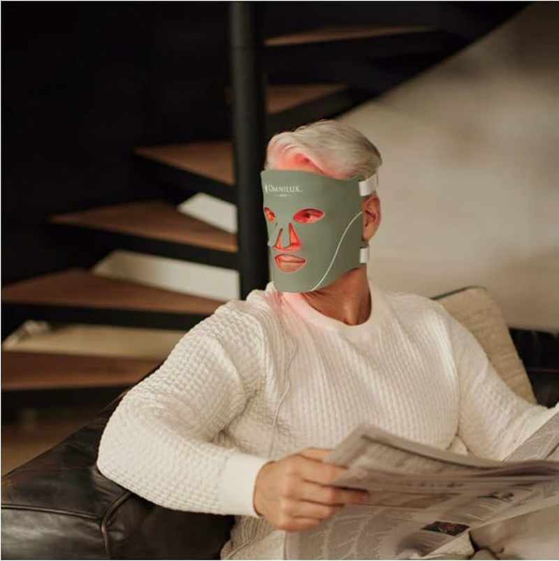 Omnilux MEN FDA Cleared Flexible LED Light Therapy Mask. Professional Clinic Grade Treatment at Home.