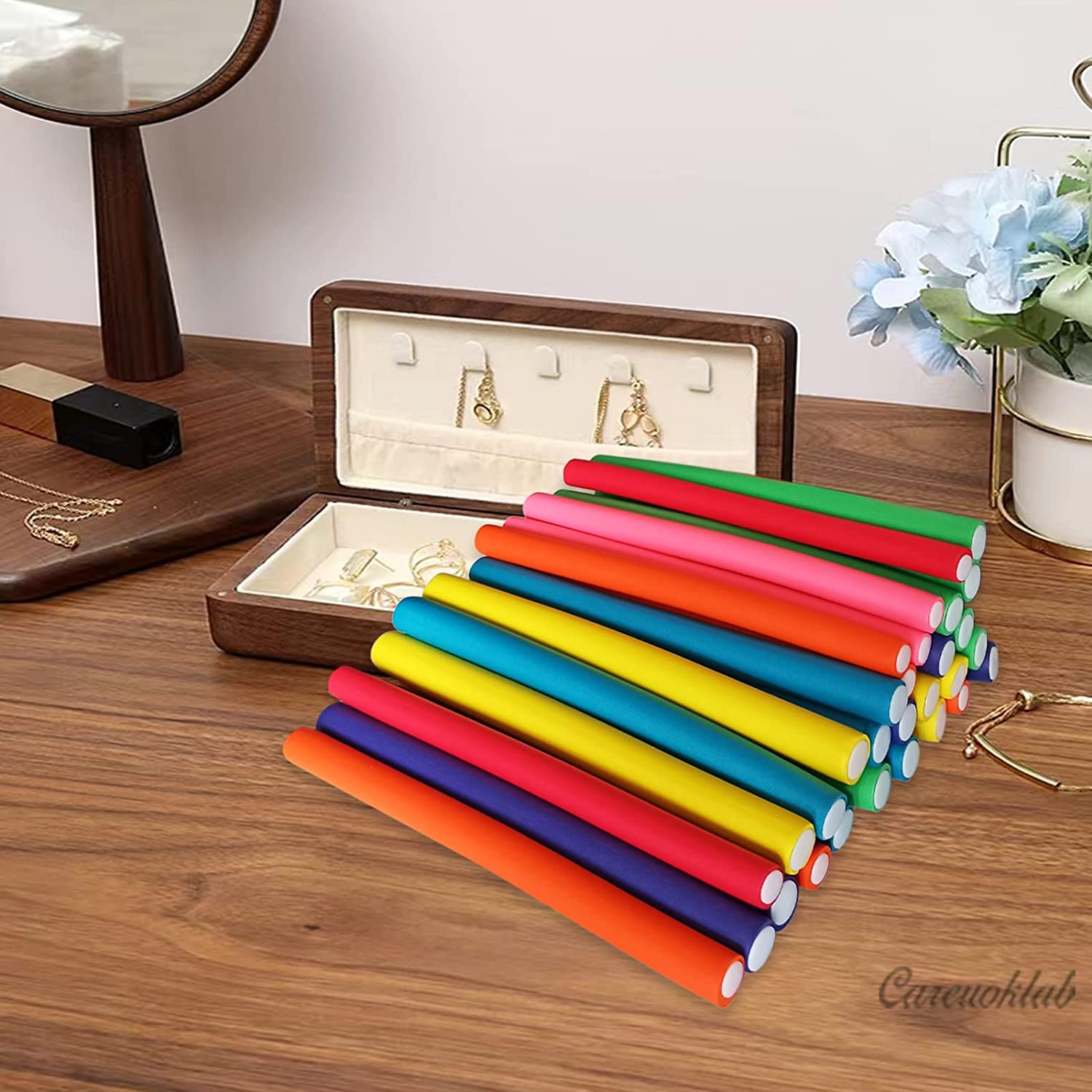 Careuoklab 30 Pack Flexible Curling Rods, 1.4 X 24Cm Hair Rollers Twist-Flex Curlers with Soft Foam, Random 3 Colors DIY Hair Styling Tools for Women Girls image number 3