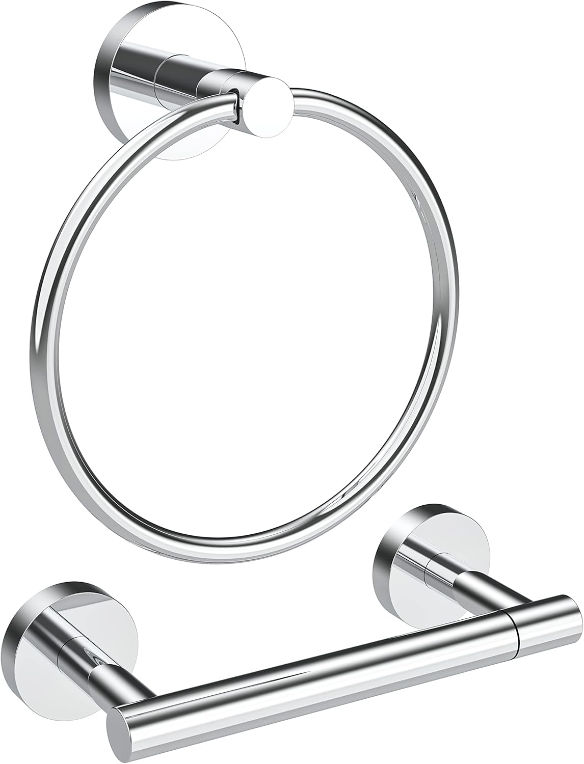 RARXTR Matte Black Toilet Paper Holder & Towel Ring SUS304 Stainless Steel 2Pc Bathroom Hardware Set with Double Post Pivoting Toilet Paper Roll Holder Wall Mount & Bathroom Towel Holder Set