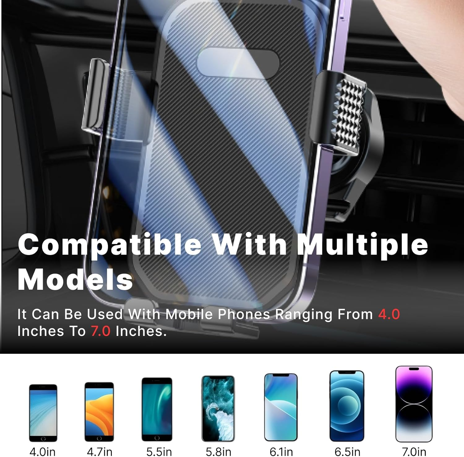 Car Phone Holder for Air Vent, 360&deg; Rotatable Phone Mount with Ultra Stable Hook Clip, One Button Release, Fits Iphone 15/14/13, Galaxy, Pixel (4-7 Inch Phones), Thick Case Friendly image number 4