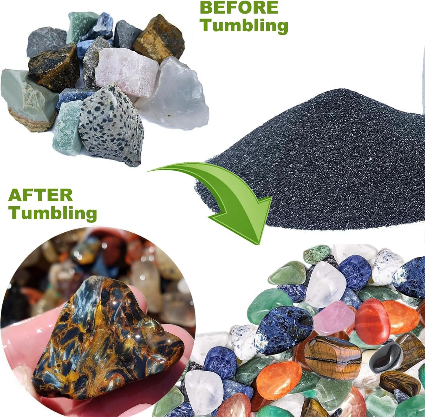 Toromp 4 LBS Rock Tumbler Grit and Polish Refill Kit and Ceramic Tumbling Filler Media - Tumbling Grit Media, Polish up to 20 Lbs. of Rocks, Works with Any Rock Polisher & Tumbler Supplies&hellip; image number 3