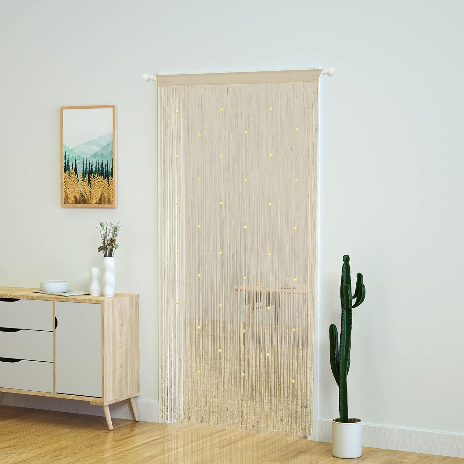 Yaoyue Beaded Curtain Door String Curtains for Doorway Tassels Beads Hanging Fringe Hippie Room Divider Window Hallway Entrance Wall Closet Bedroom Privacy Decor (39&times;79In/100&times;200Cm, Champagne) image number 5