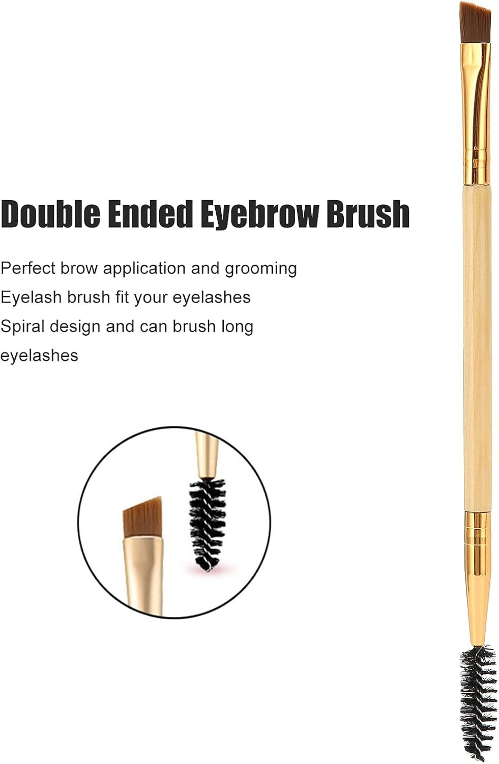 Eyebrow Eyelash Brush, Angled Brow Brush Makeup Tool Eye Makeup Brush for Party(Wood Color) image number 1