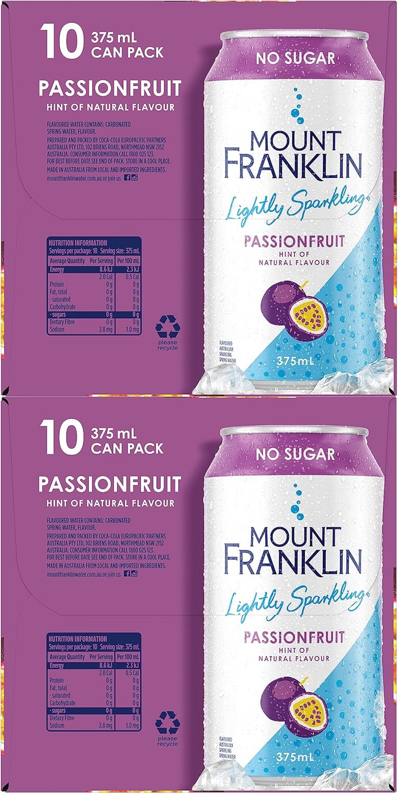 Mount Franklin Lightly Sparkling Water Passionfruit Multipack Cans 20 X 375Ml image number 5