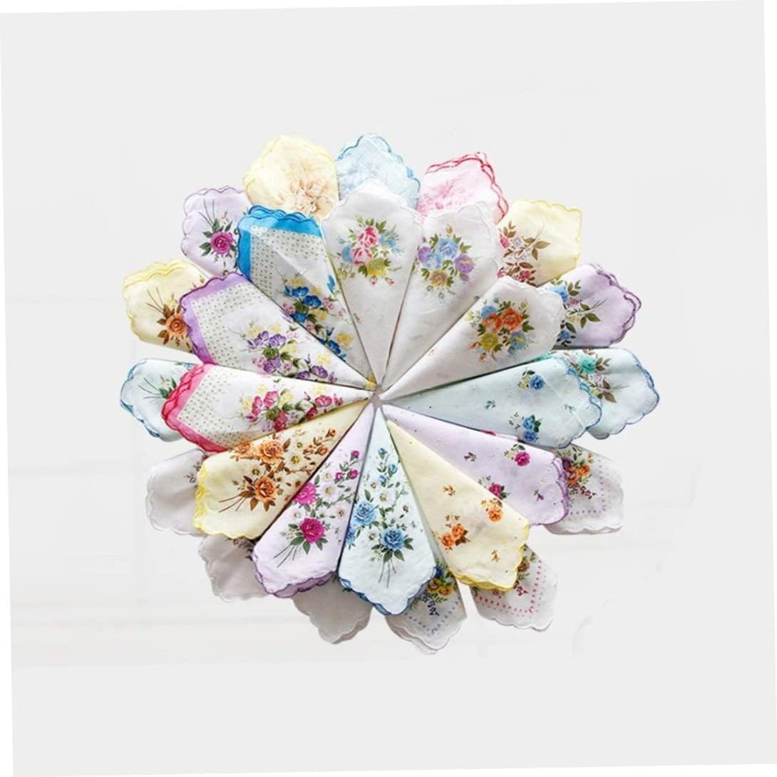 Ladies Handkerchiefs, Handkerchiefs Women Cotton Handkerchief Ladies 10Pcs Womens Vintage Floral Print Cotton Handkerchief Hanky Bulk Set image number 6