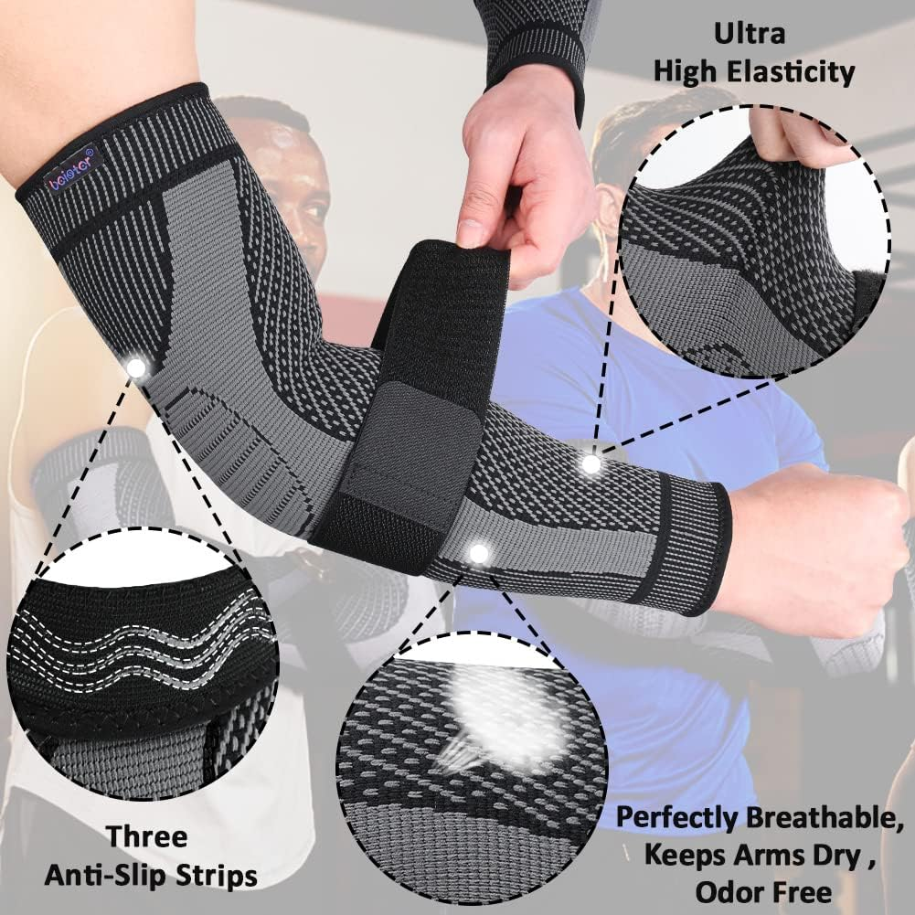 Beister Elbow Brace, Elbow Compression Sleeves with Elastic Strap for Men Women (Pairs), Tennis Elbow Support for Joint, Lymphedema,Dvt,Arthritis, Tendonitis, Sports Injury Recovery image number 5