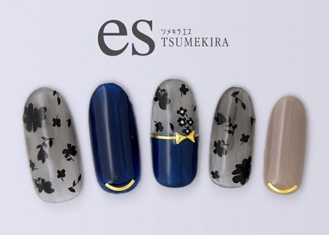 TSUMEKIRA ES-LIF-102 Nail Stickers, ES Little Flowers, Black, Multicolor image number 1