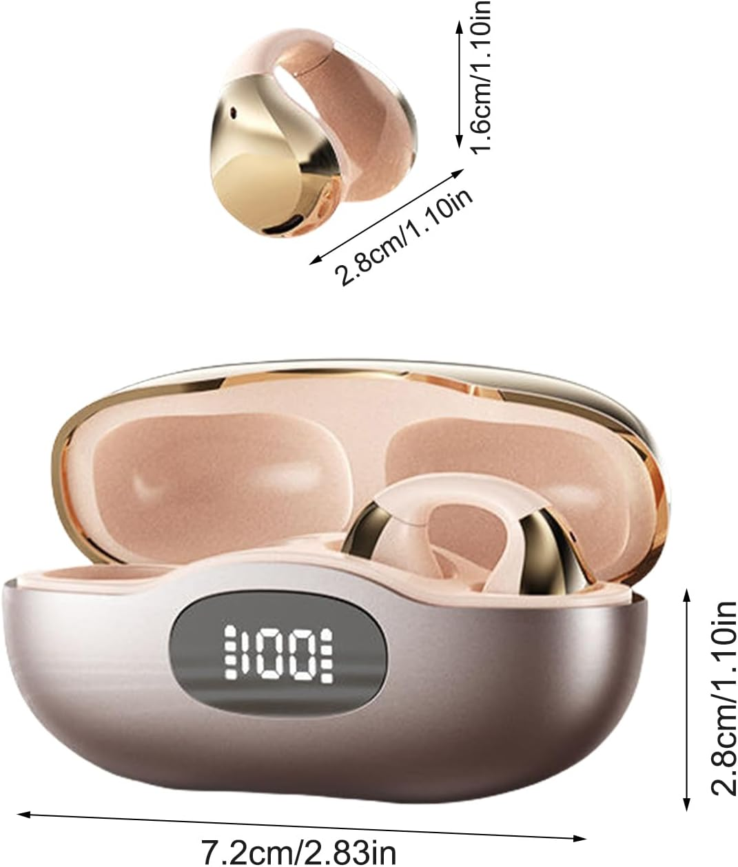 Open Ear Wireless Headphones | Wireless Earbuds Headphones | Comfortable Aesthetic Design Earphones for Gym Sport Workouts Running Outdoor Activities image number 2