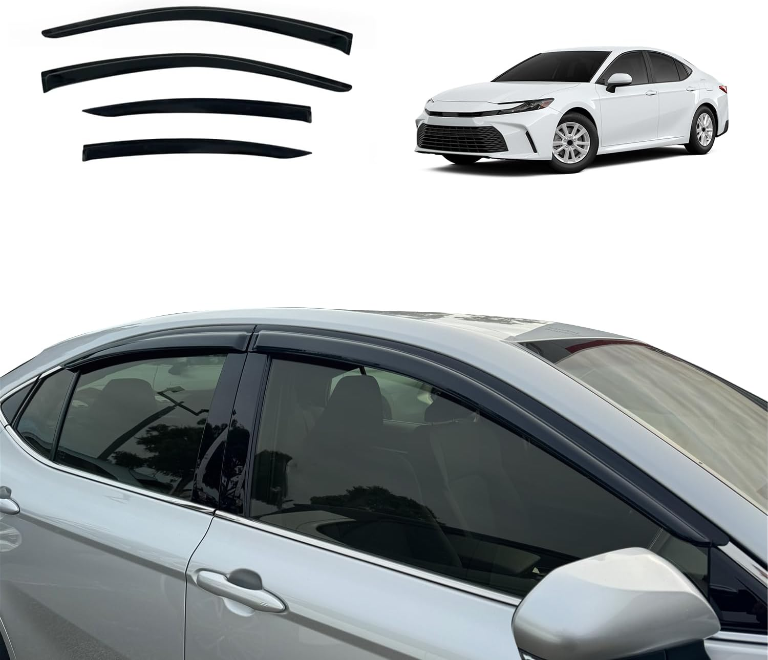 OAD4X4 Weathershields Compatible with Toyota Camry 2024-Onwards, Weather Shields Window Visors Wind Deflectors Sun Rain Guard 4PCS Set image number 4