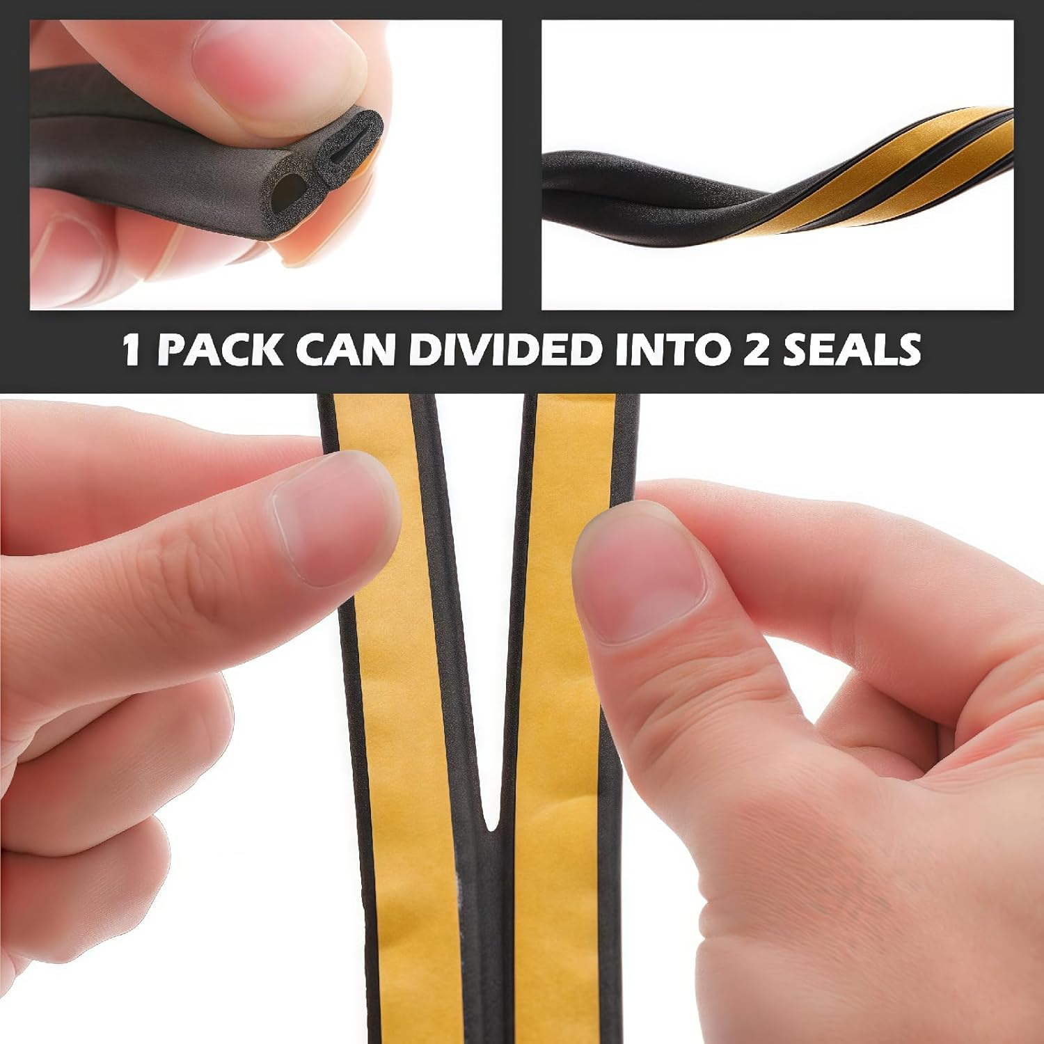 Door Weather Stripping, 40 Feet Soundproof Insulation Seal Strip for Windows with Self-Adhesive Protection Self Adhesive Foam Seal Strip,Sound Insulation D Type Weather Strips Easy Cut to Size(Black) image number 4