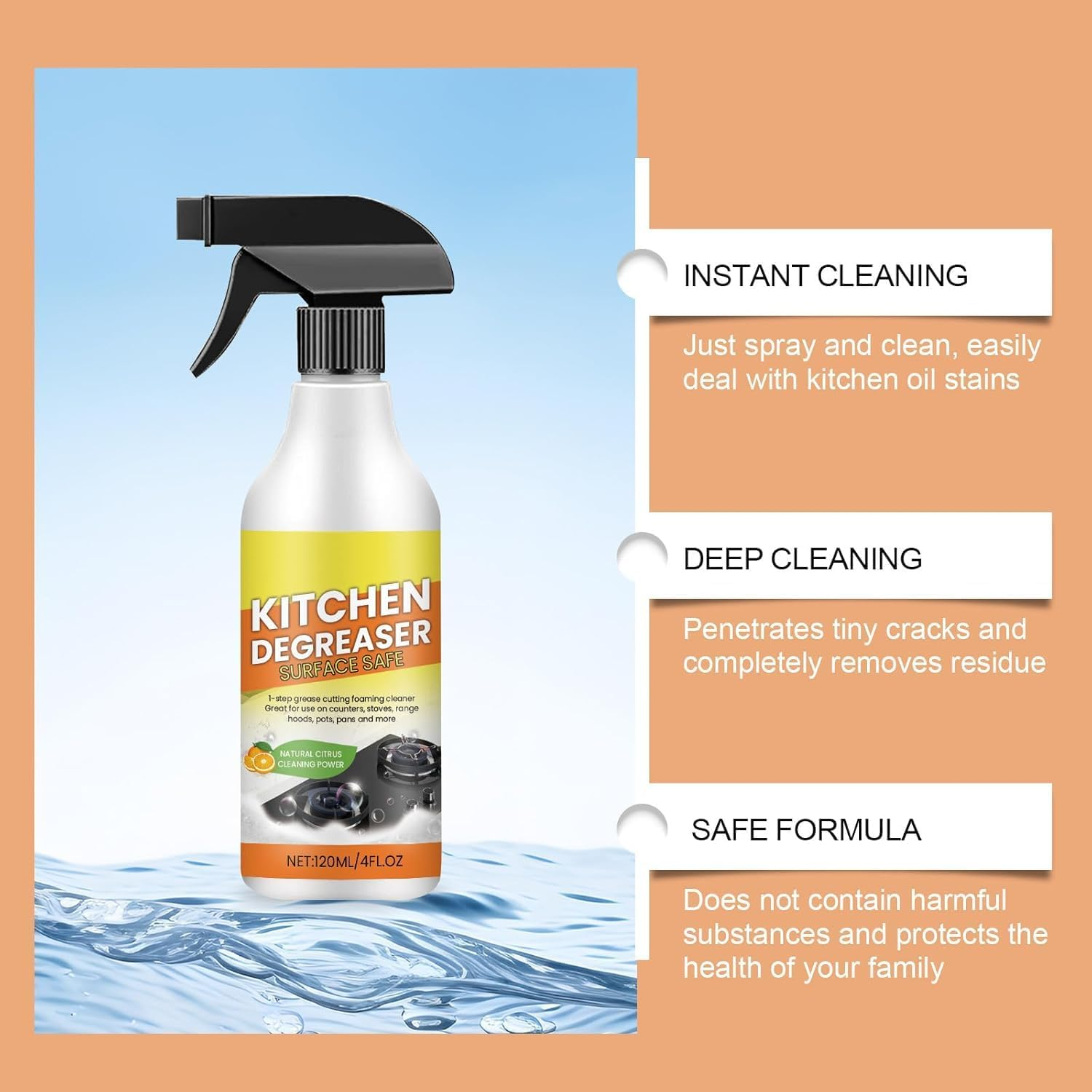 2Pcs Kitchen Degreasing Foam Cleaner,All Purpose Bubble Cleaner Foam Spray,Heavy Duty Degreaser Cleaner Spray,Stubborn Stains Cleaners for Countertops,Ovens,Pots and Pan image number 4