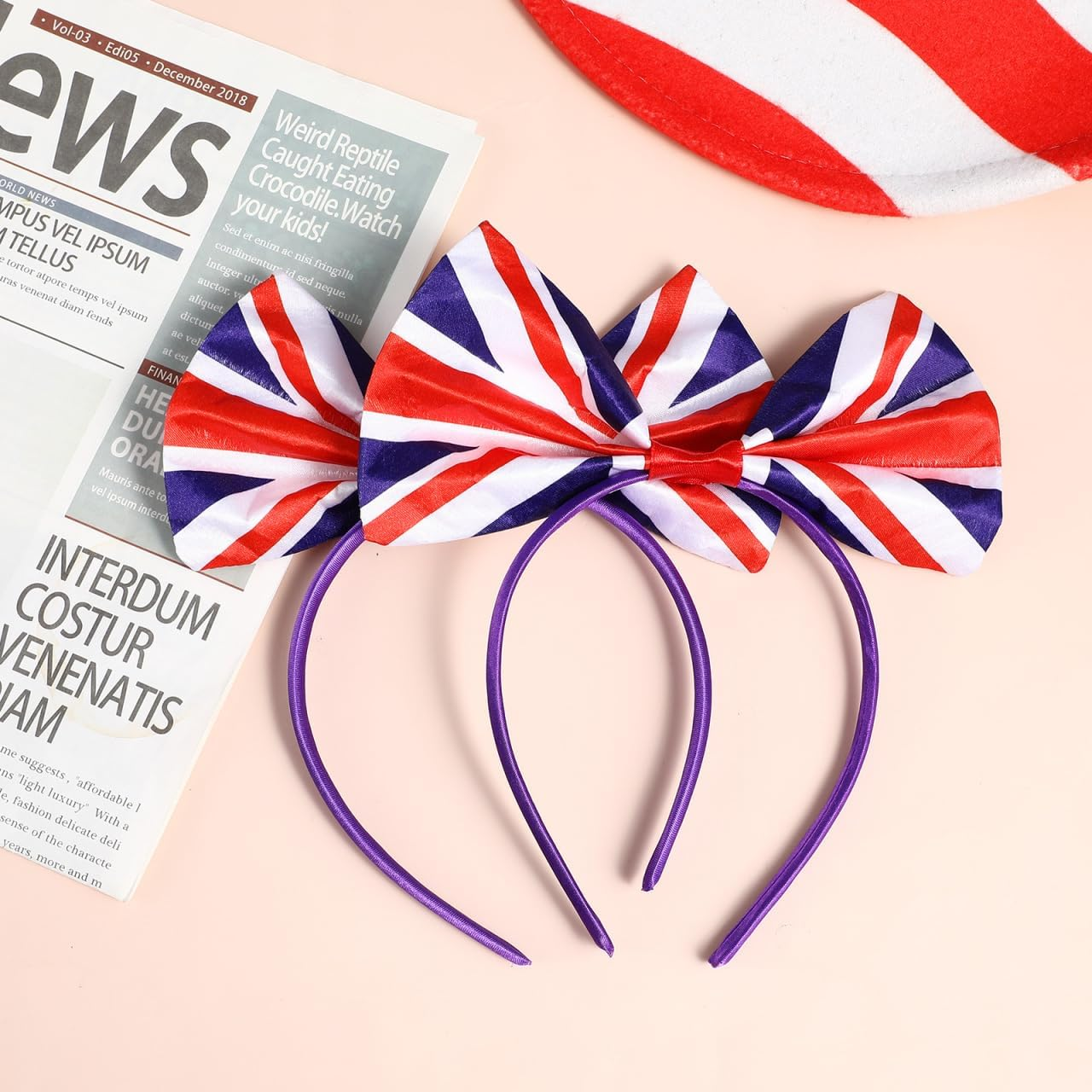 ABOOFAN 2 Pieces Satin Hair Tie Headband Makeup Headbands Fashion UK Flag Bow England Flag Sports Flag