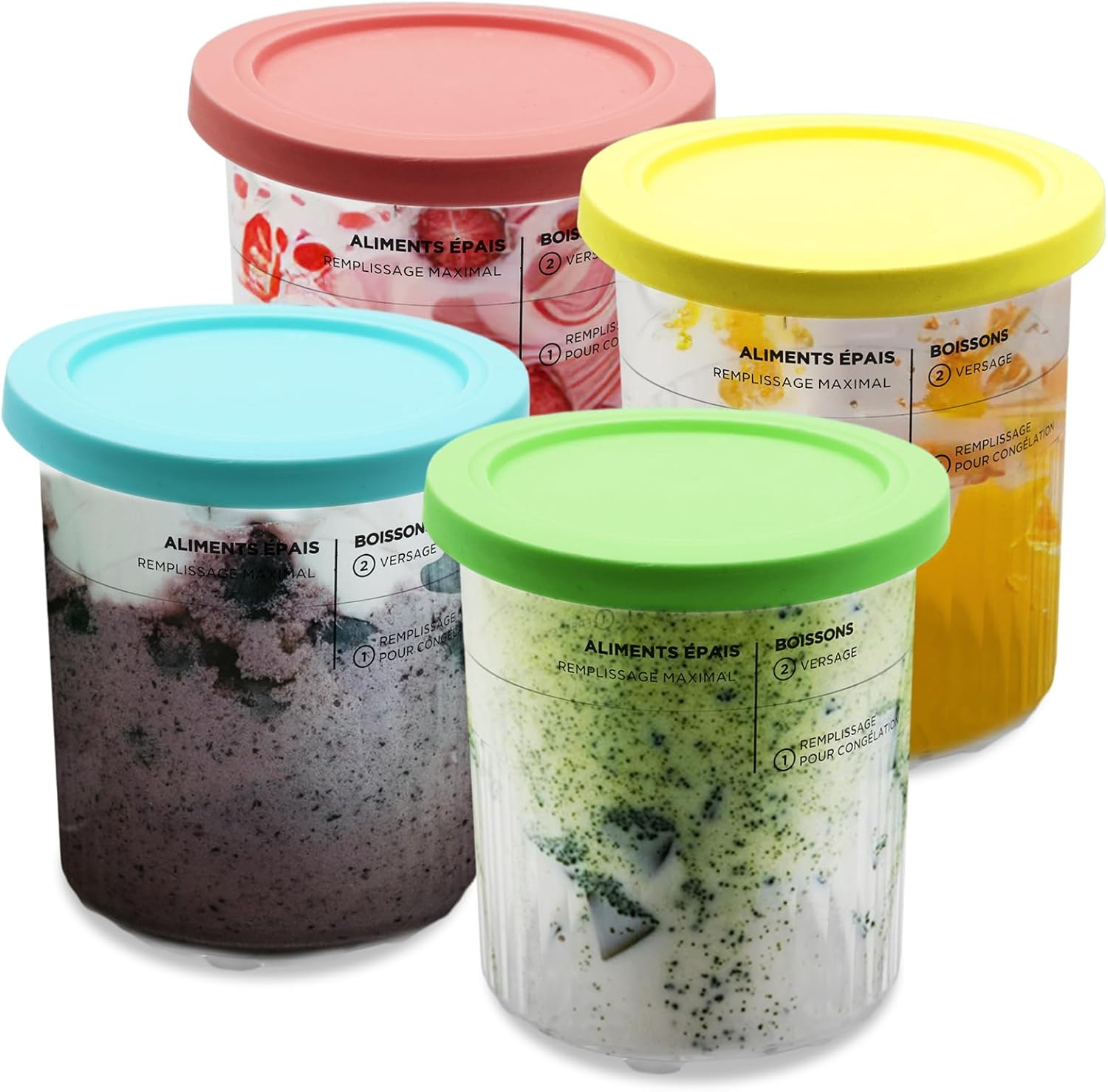 Containers Replacement for Ninja Creami Pints and Lids - 4 Pack, 24Oz Cup Compatible with NC501, NC500 Series Ice Cream Maker, BPA Free Dishwasher Safe Leak Proof image number 5