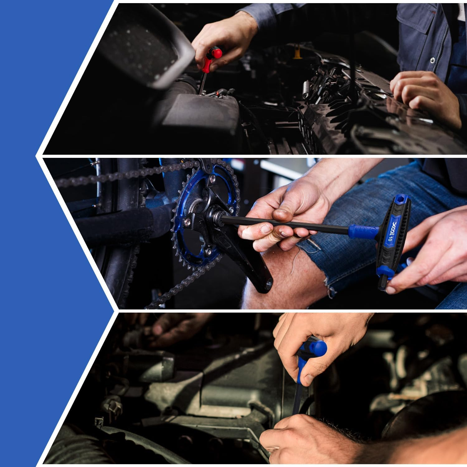 XOOL 14PCS T Handle Allen Wrench Set, Metric & SAE Hex Key Set, Long Arm Hex Key Wrench Set with Portable Organizer image number 2