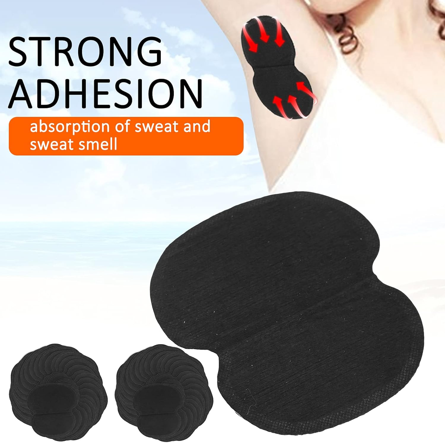 60 X Non-Woven Underarm Underarm Sweat Pads Clothes Black image number 5