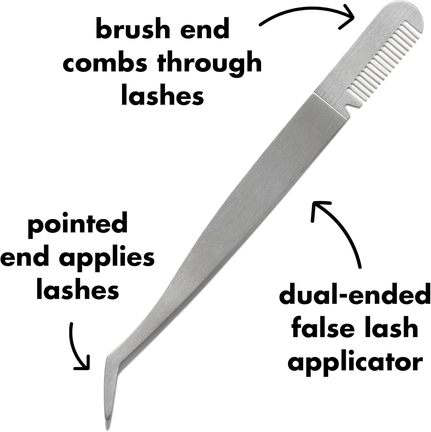 E.L.F. False Eyelash Applicator, Dual-Ended Tool Featuring Tweezers & Comb for Easily Applying False Lashes, Stainless Steel, Vegan & Cruelty-Free