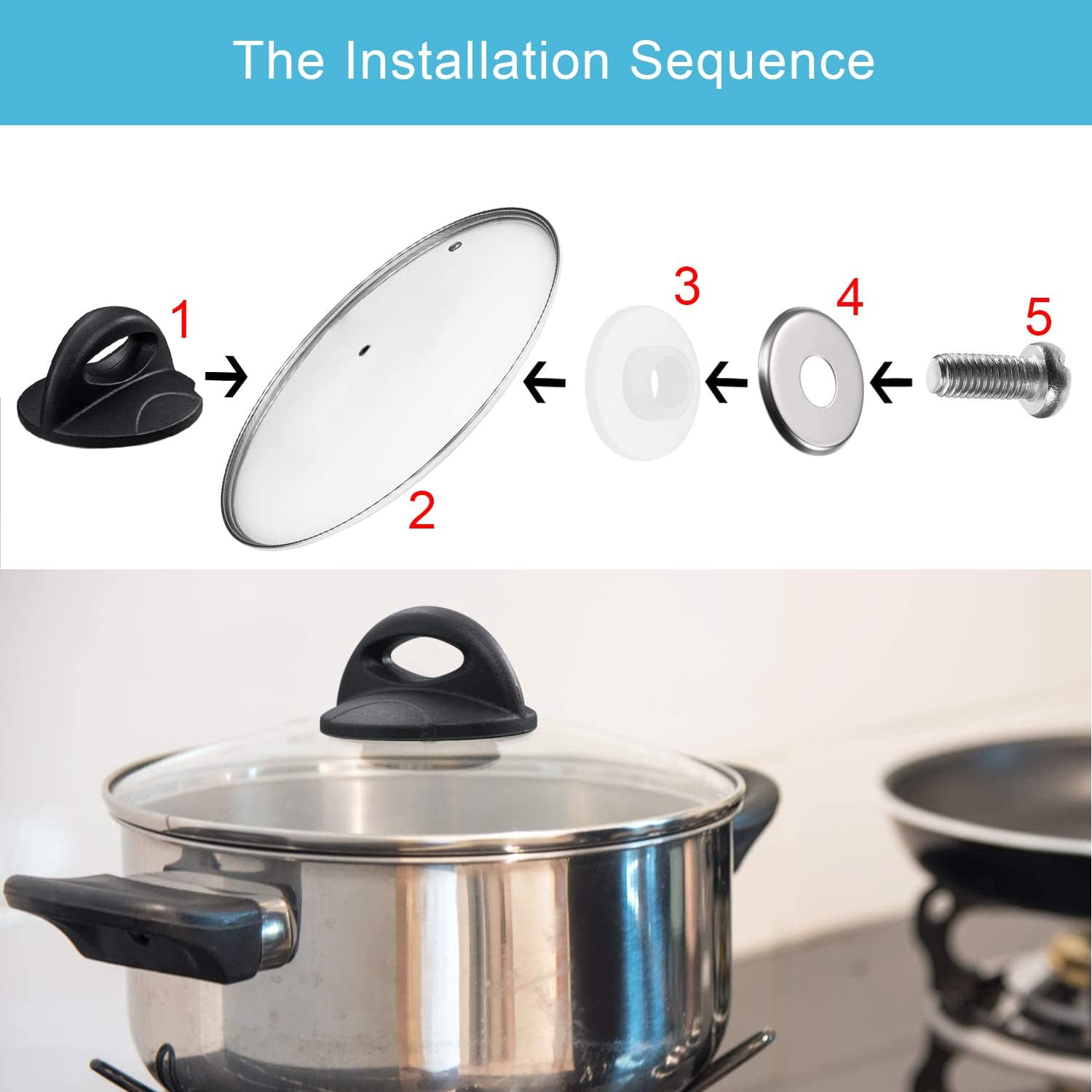Pot Lid Handle Knob Grip Universal Pan Lid Top Replacement Holding Knob for Kitchen Cookware Casserole Glass Saucepan Kettle Cover image number 2
