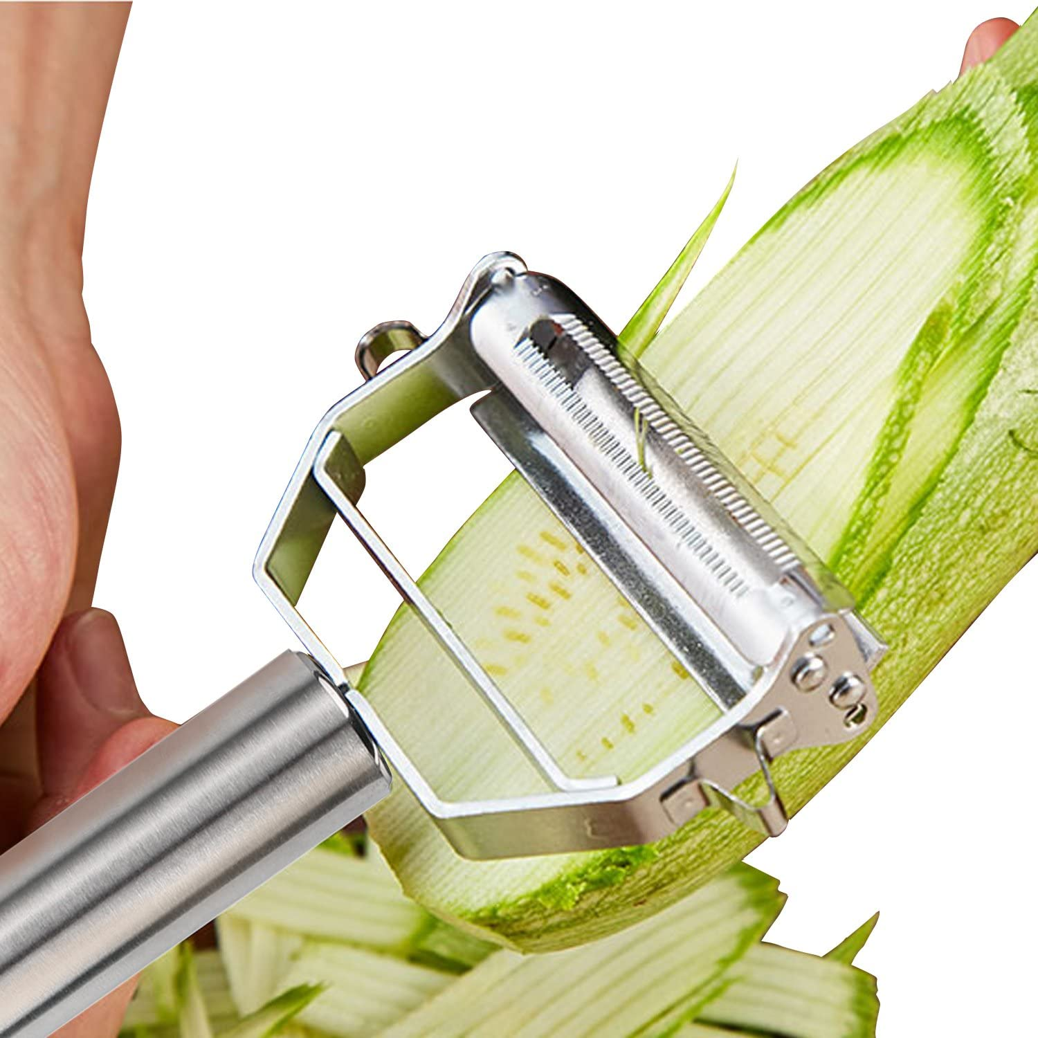 Sunkuka Julienne Peeler Stainless Steel Cutter Slicer with Cleaning Brush Pro for Carrot Potato Melon Gadget Vegetable Fruit image number 6