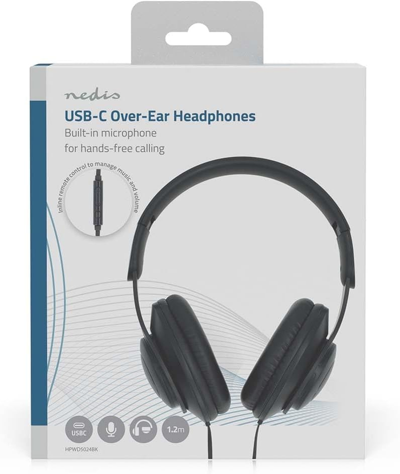 Nedis Wired Over-Ear Headphones - Cable Length: 1.20 M - Volume Control - Black