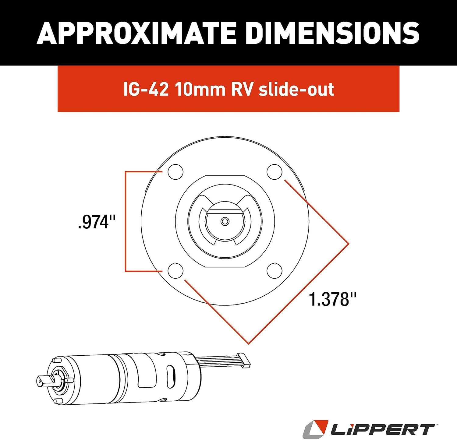 Lippert 236575 RV In-Wall Slide-Out Motor image number 2