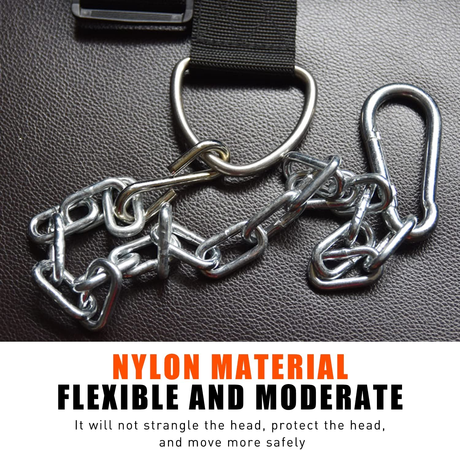 Neck Harness, Increases Neck Core Strength and Supports Injury Recovery - Neck Exerciser with 30" Heavy Duty Steel Chain, Adjustable Head and Chin Neoprene Strap, Neck Trainer for Home and Gym image number 1