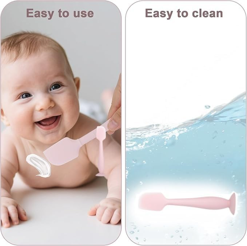 Diaper Rash Cream Applicator Spatulas with Suction Cup Base, 2Pcs Mini Rash Cream Brush Silicone Diaper Applicator Brush, Diaper Cream Soft Silicone Brushes with Suction Base image number 6