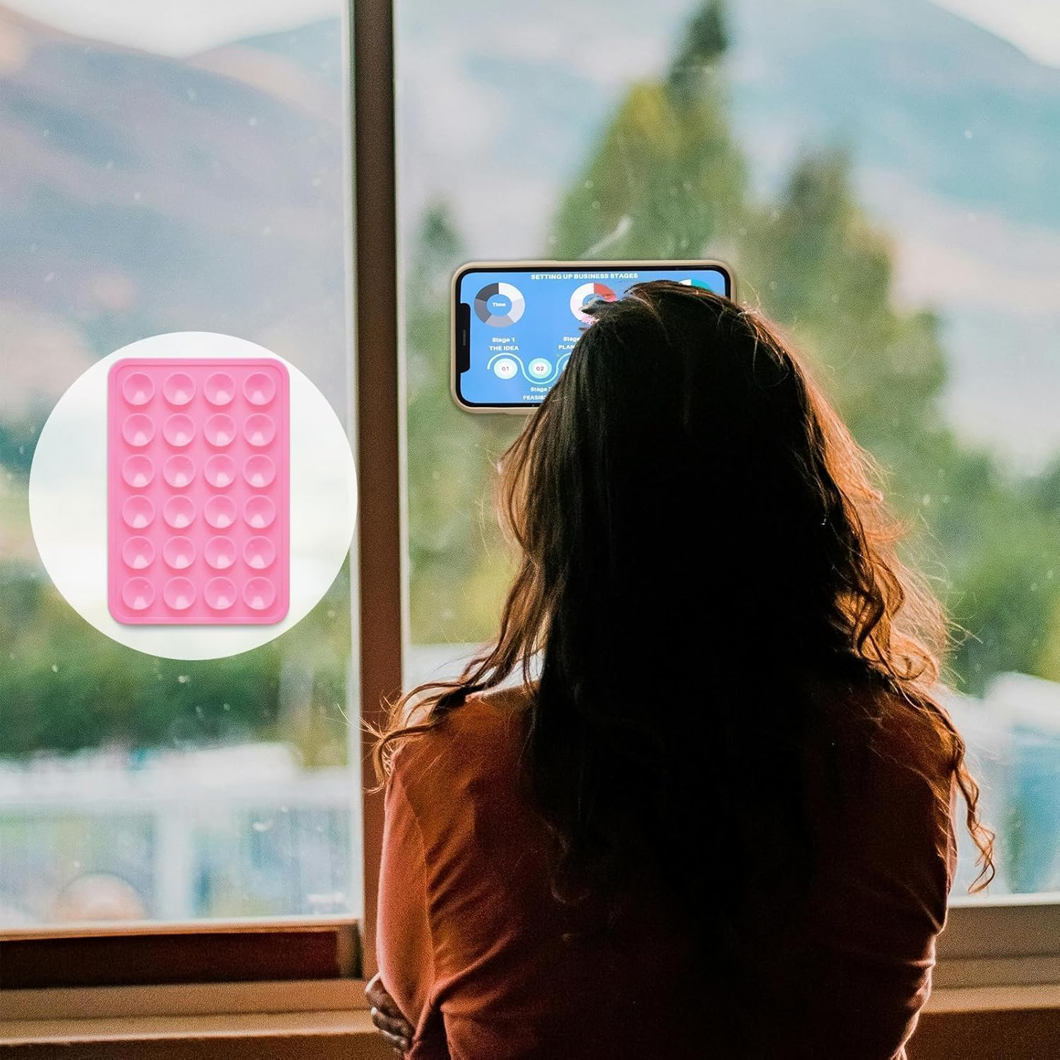 Silicone Phone Suction Mount Holder 6-Pack - Octobuddy Sticky Grip Pad for Iphone Android Cases - Selfies, Videos, Hands-Free Use image number 1