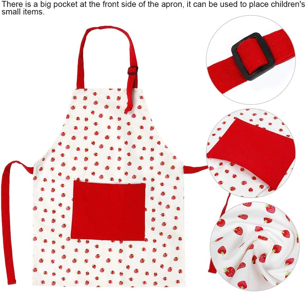Cotton Pinafore, Cooking Apron Strawberry Pattern Breathable Reasonable Size with Big Pocket for Dinning Room for Kitchen image number 3