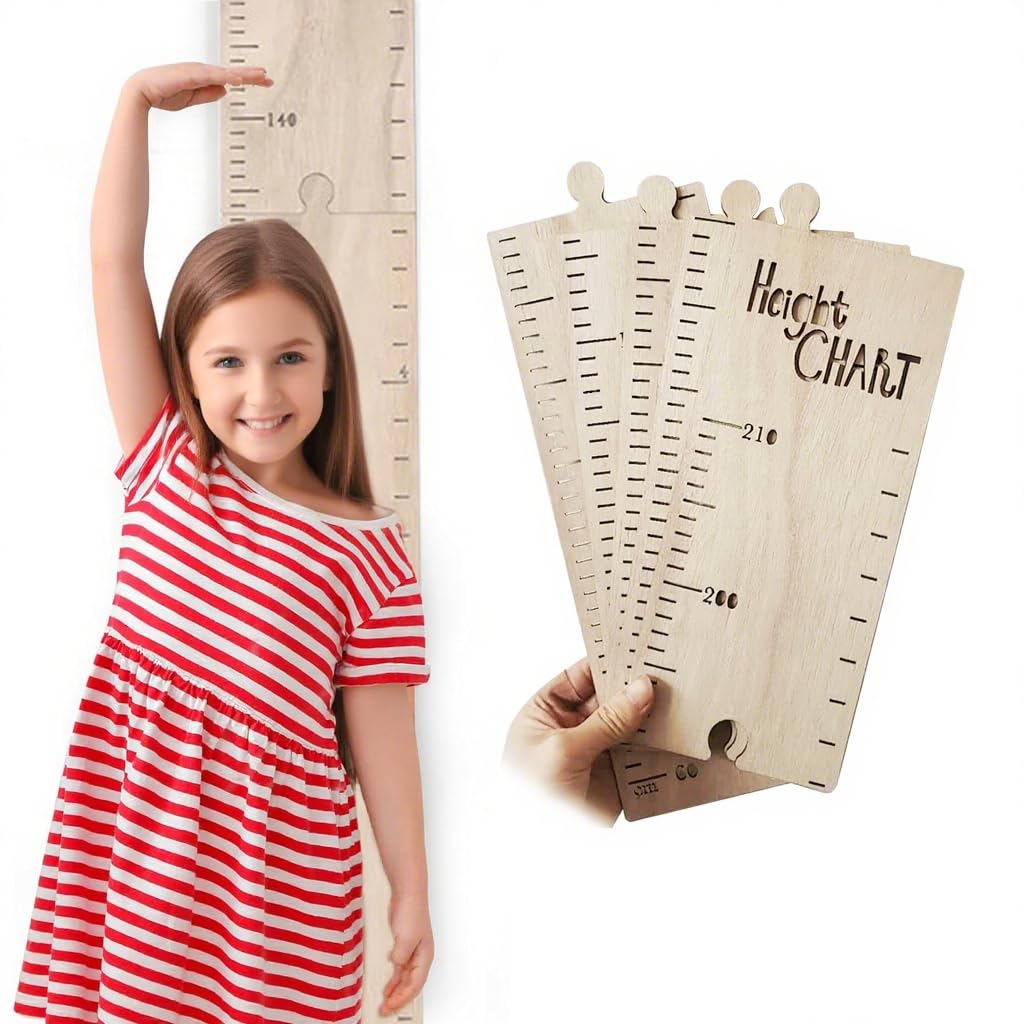 1 Set Height Ruler Wooden Ruler,Height Chart, Wooden Growth Chart for Wall,Perfect Nursery,Room Decor to Measure (210Cm)