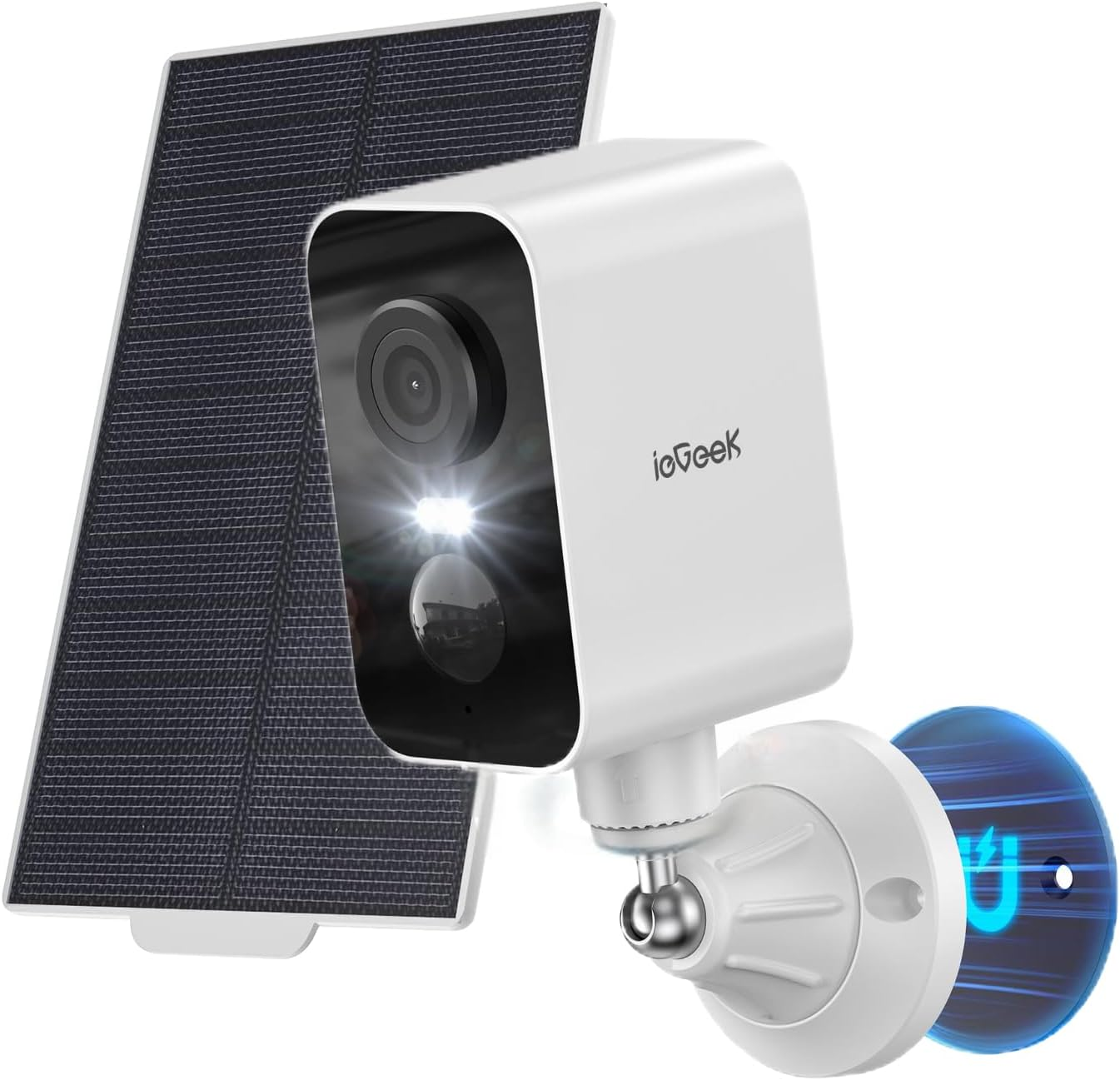 Iegeek Magnetic Security Camera Solar Outdoor Wireless, 300&deg; Rotation Adhesive Stick up Camera, 2K Battery Magnetic Base CCTV Camera System, Home Wifi Camera, Motion Detection, Color Night Vision image number 1