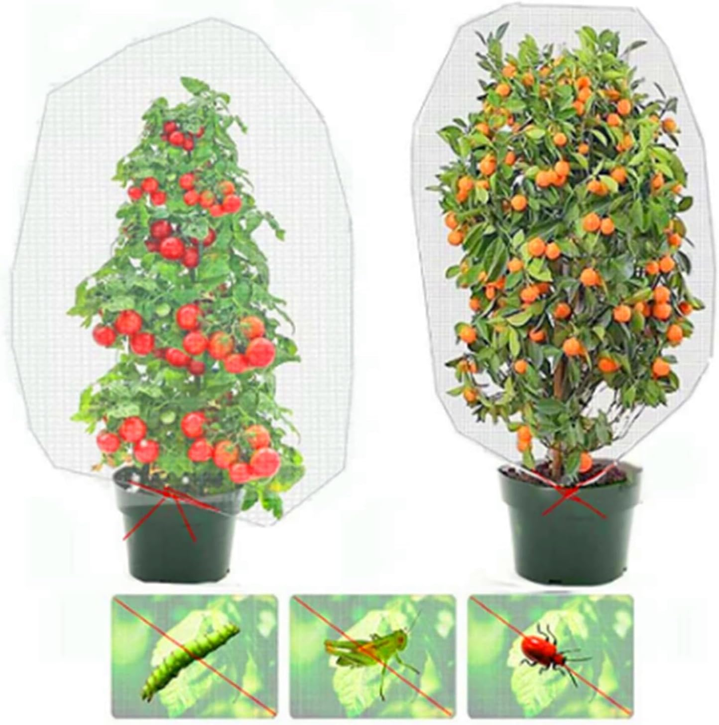 Garden Plant Netting Barrier Bags with Drawstring, 2Pcs Garden Netting Insect Bug Mesh Bags,Insect Bird Barrier Netting Mesh,Garden Netting Garden Plant Fruits Protection Netting Covers Bags1.5X1M image number 4