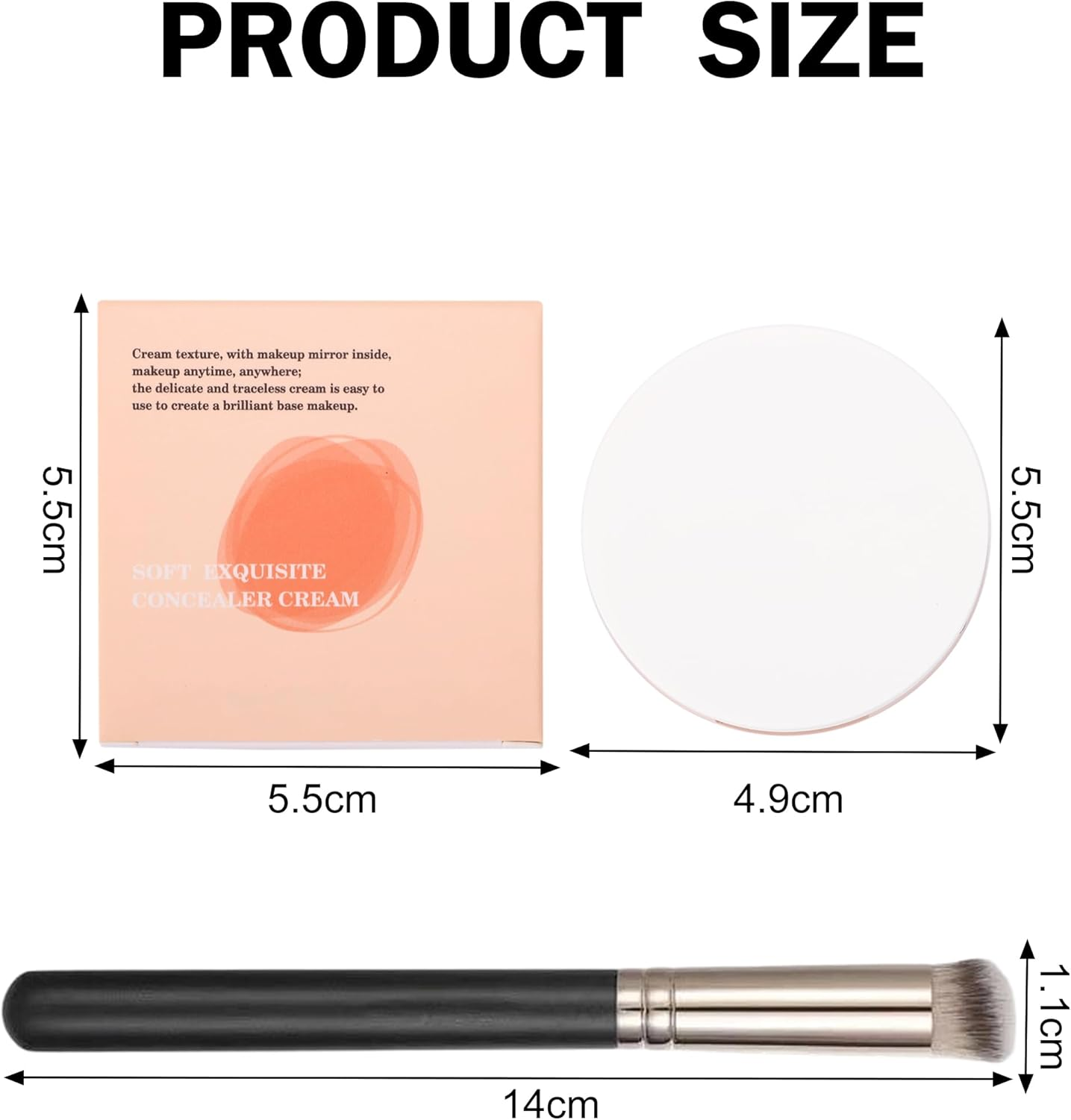 Erinde Full Coverage Concealer Cream with Brush, Waterproof Long Lasting Concealer for Dark Circles, Redness, Blemishes & Uneven Skin Tone, Lightweight Natural Finish Liquid Cream Concealer Makeup #02 - 04 image number 6